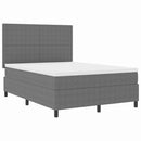 LED Box Spring Bed Lys Grå og Hvid 140 x 200 cm Velourstof