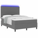 LED Box Spring Bed Lys Grå og Hvid 140 x 200 cm Velourstof