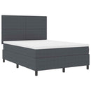 LED Box Spring Bed Mørkegrå og Hvid 140 x 200 cm Velourstof