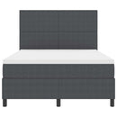 LED Box Spring Bed Mørkegrå og Hvid 140 x 200 cm Velourstof