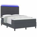 LED Box Spring Bed Mørkegrå og Hvid 140 x 200 cm Velourstof
