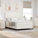 LED Box Spring Bed Creme og hvid 160 x 200 cm Velourstof