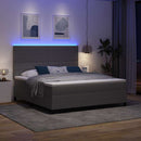 LED Box Spring Bed Lys Grå og Hvid 180 x 200 cm Velourstof