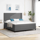 LED Box Spring Bed Lys Grå og Hvid 180 x 200 cm Velourstof