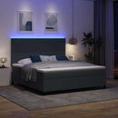 LED Box Spring Bed Mørkegrå og Hvid 180 x 200 cm Velourstof