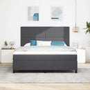 LED Box Spring Bed Mørkegrå og Hvid 180 x 200 cm Velourstof