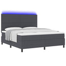 LED Box Spring Bed Mørkegrå og Hvid 180 x 200 cm Velourstof