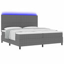 LED Box Spring Bed Lys Grå og Hvid 200 x 200 cm Velourstof