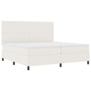 LED Box Spring Bed Creme og hvid 200 x 200 cm Velourstof