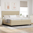 LED Box Spring Bed Lys Grå og Hvid 200 x 200 cm Velourstof