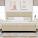 LED Box Spring Bed Lys Grå og Hvid 200 x 200 cm Velourstof