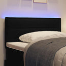 LED sengegavl med LED-lysstrimler Sort 90 cm Stof