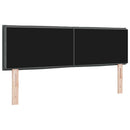 LED sengegavl med LED-lysstrimler Mørkegrå 144 cm Stof