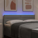LED sengegavl med LED-lysstrimler Lysegrå 160 cm Stof