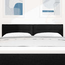 LED sengegavl med LED-lysstrimler Sort 160 cm Stof