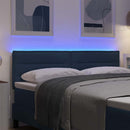 LED sengegavl med LED-lysstrimler Blå 160 cm Stof