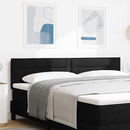 LED sengegavl med LED-lysstrimler Sort 180 cm Stof
