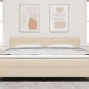 LED sengegavl med LED-lysstrimler Creme 180 cm Stof