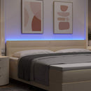 LED sengegavl med LED-lysstrimler Creme 200 cm Stof
