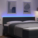 LED sengegavl med LED-lysstrimler Mørkegrå 180 cm Velourstof
