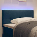 LED sengegavl med LED-lysstrimler med hovedgærde Blå 80 cm Stof
