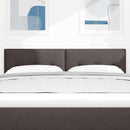 LED sengegavl med LED-lysstrimler Mørk Brun 144 cm Stof