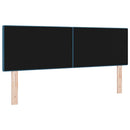 LED sengegavl med LED-lysstrimler Blå 144 cm Fløjl