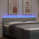 LED sengegavl med LED-lysstrimler Lysegrå 180 cm Stof