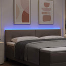 LED sengegavl med LED-lysstrimler Gråbrun 180 cm Stof