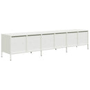 tv-bord 202x39x43,5 cm koldvalset stål hvid