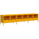 tv-bord 202x39x43,5 cm koldvalset stål sennepsgul