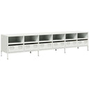 tv-bord 202x39x43,5 cm koldvalset stål hvid