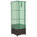 højbed med drivhusovertræk 40x40x139 cm rattan-look