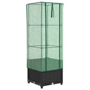 højbed med drivhusovertræk 40x40x139 cm rattan-look