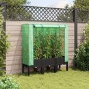 højbed med drivhusovertræk 120x40x140 cm rattan-look