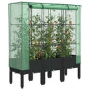 højbed med drivhusovertræk 120x40x140 cm rattan-look