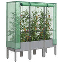 højbed med drivhusovertræk 120x40x140 cm rattan-look