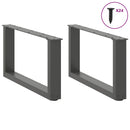 sofabordsben U-formet 2 stk. antracit 60x(30-31) cm stål
