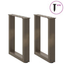 sofabordsben U-formet 2 stk. naturstål 28 x (42-43) cm stål