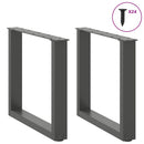 sofabordsben U-formet 2 stk. antracit 50x(42-43) cm stål
