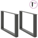 sofabordsben U-formet 2 stk. antracit 60x(42-43) cm stål
