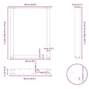 spisebordsben U-formet 2 stk. sort 60 x (72-73) cm stål