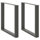 spisebordsben U-formet 2 stk. antracit 80x(72-73) cm stål