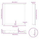 spisebordsben U-formet 2 stk. sort 90 x (72-73) cm stål