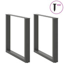 spisebordsben U-formet 2 stk. antracit 90x(72-73) cm stål