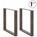 spisebordsben U-formet 2 stk. naturstål 90 x (72-73) cm stål