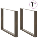 spisebordsben U-formet 2 stk. naturstål 100x(72-73) cm stål