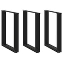 spisebordsben U-formet 3 stk. sort 70 x (72-73) cm stål