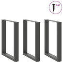 spisebordsben U-formet 3 stk. antracit 70 x (72-73) cm stål