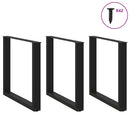 spisebordsben U-formet 3 stk. sort 80 x (72-73) cm stål